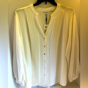 Size 1X Calvin Klein dress top . Ivory with cream buttons . Generous cut